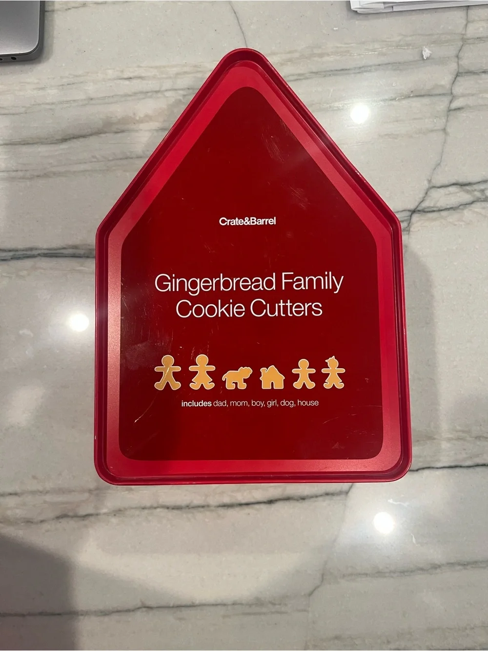 Crate&Barrel Gingerbread Family Cookie Cutter Set with Tin